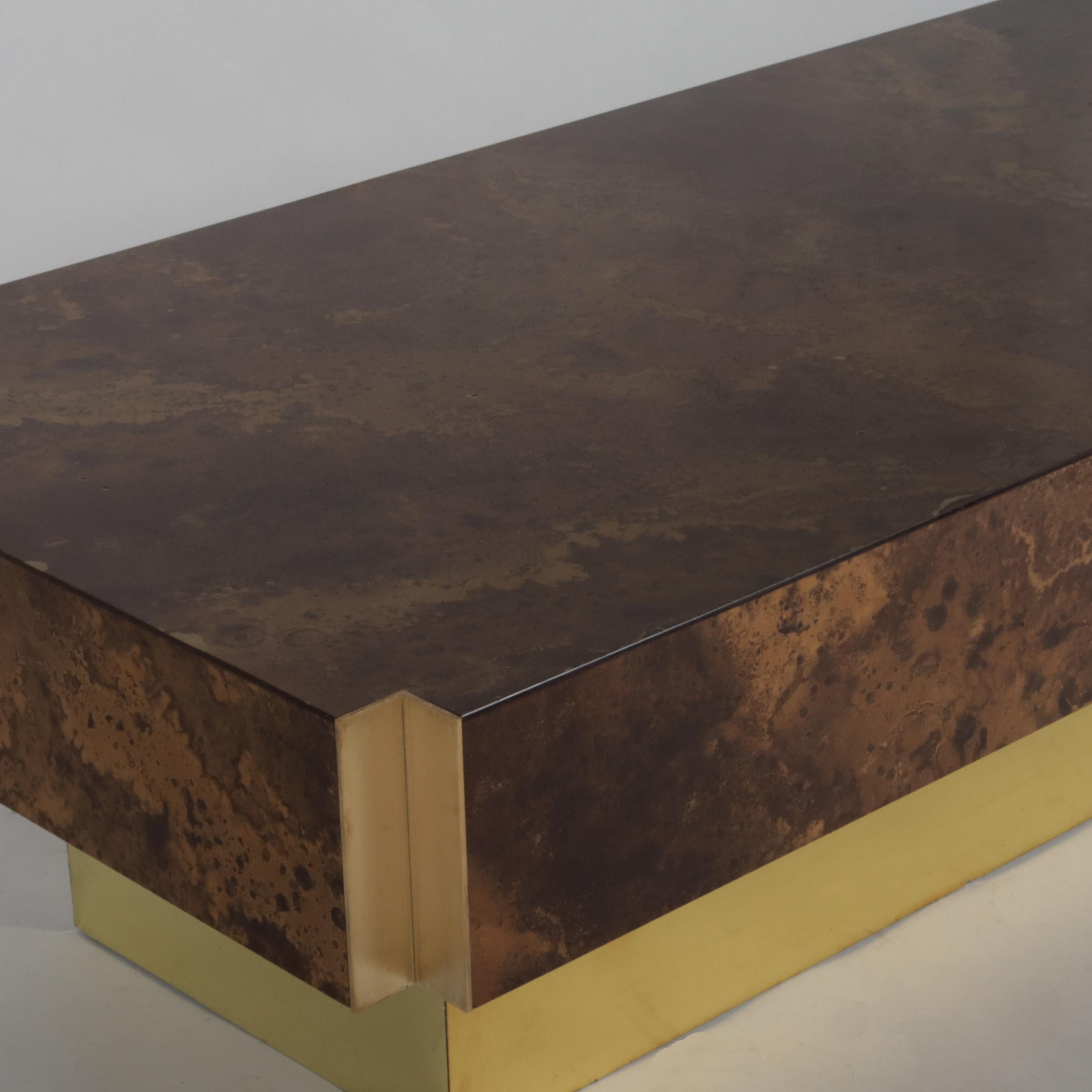 Gold Lacquer and Brass Maison Jansen Coffee Table, C. 1970 In Good Condition In Dallas, TX