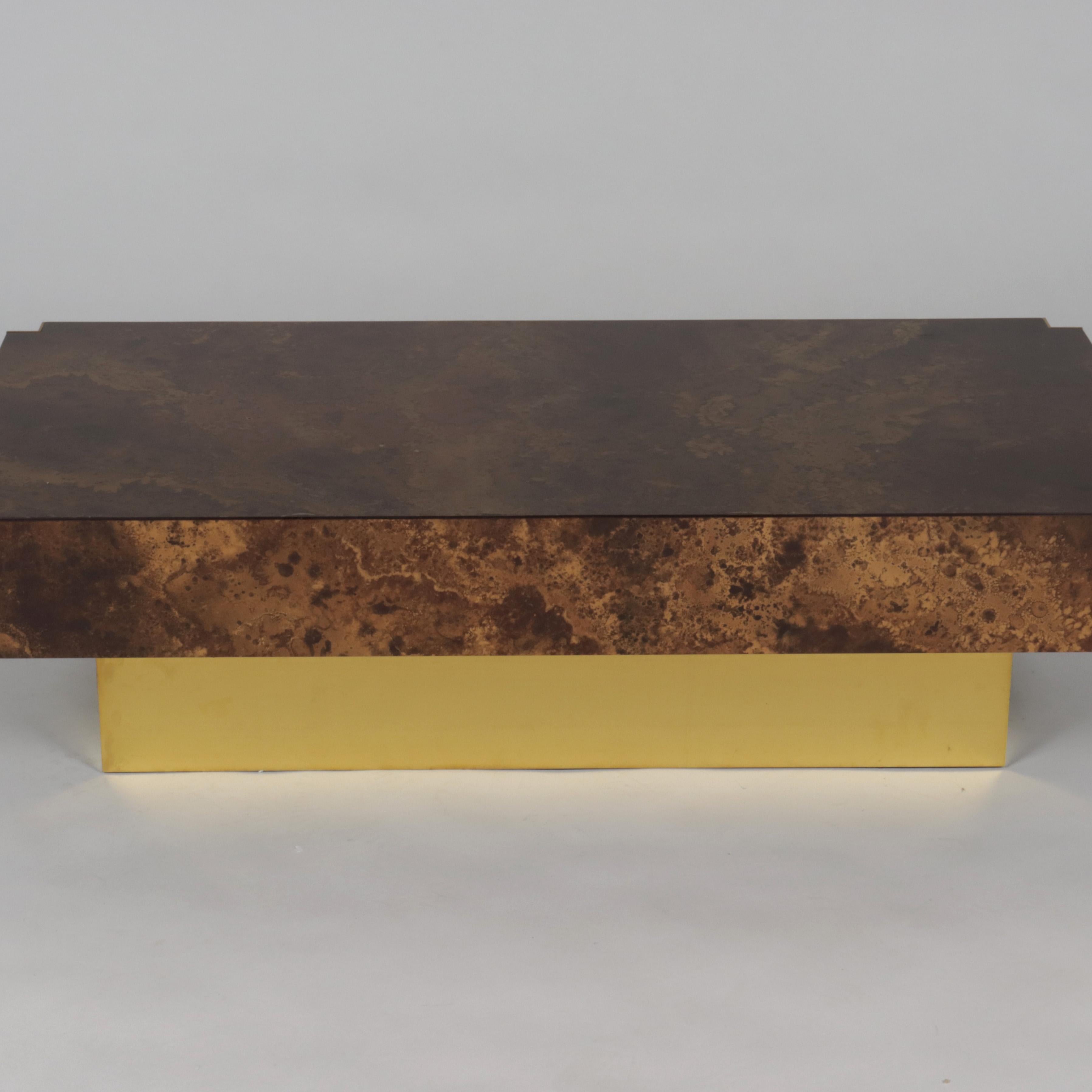 Late 20th Century Gold Lacquer and Brass Maison Jansen Coffee Table, C. 1970