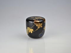 Gold Lacquer Maki-e Tea Caddy with Gourds and Wines by Ippyosai VII, 1942