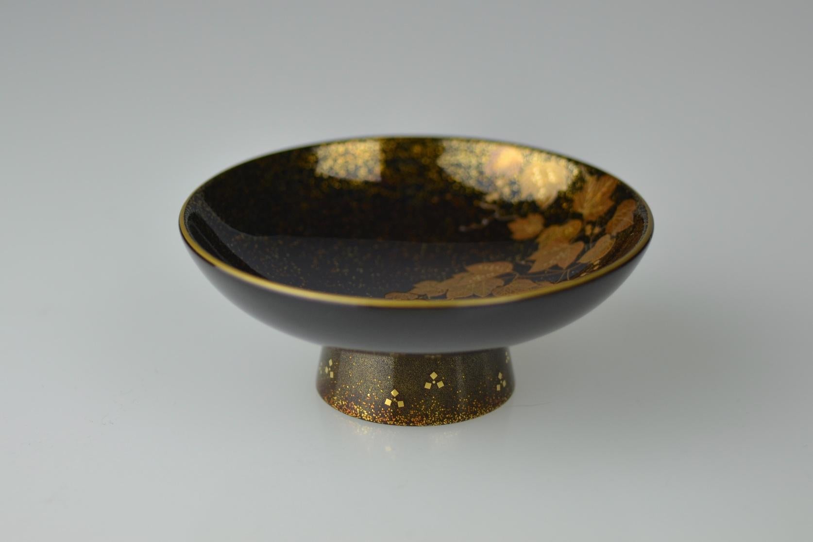 Japanese Gold Lacquer Sake Cup for Rice Wine by Uchino Kaoru