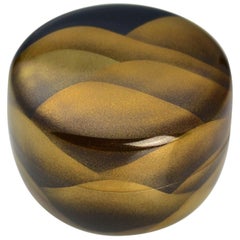 Gold Lacquer Tea Caddy with Mountain Range by Ichigo Itchō (1898-1991)
