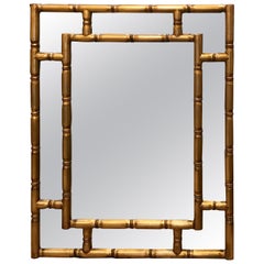 Gold Lacquered Faux Bamboo Mirror