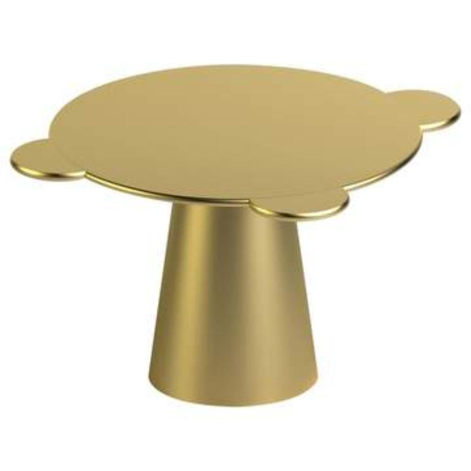 Gold lacquered wood contemporary Donald table by Chapel Petrassi
Dimensions: 140 x 77.5 cm
Materials: gold lacquered wood

Chapel Petrassi is a contemporary design and manufacturing company based in Paris and Naples founded by designers