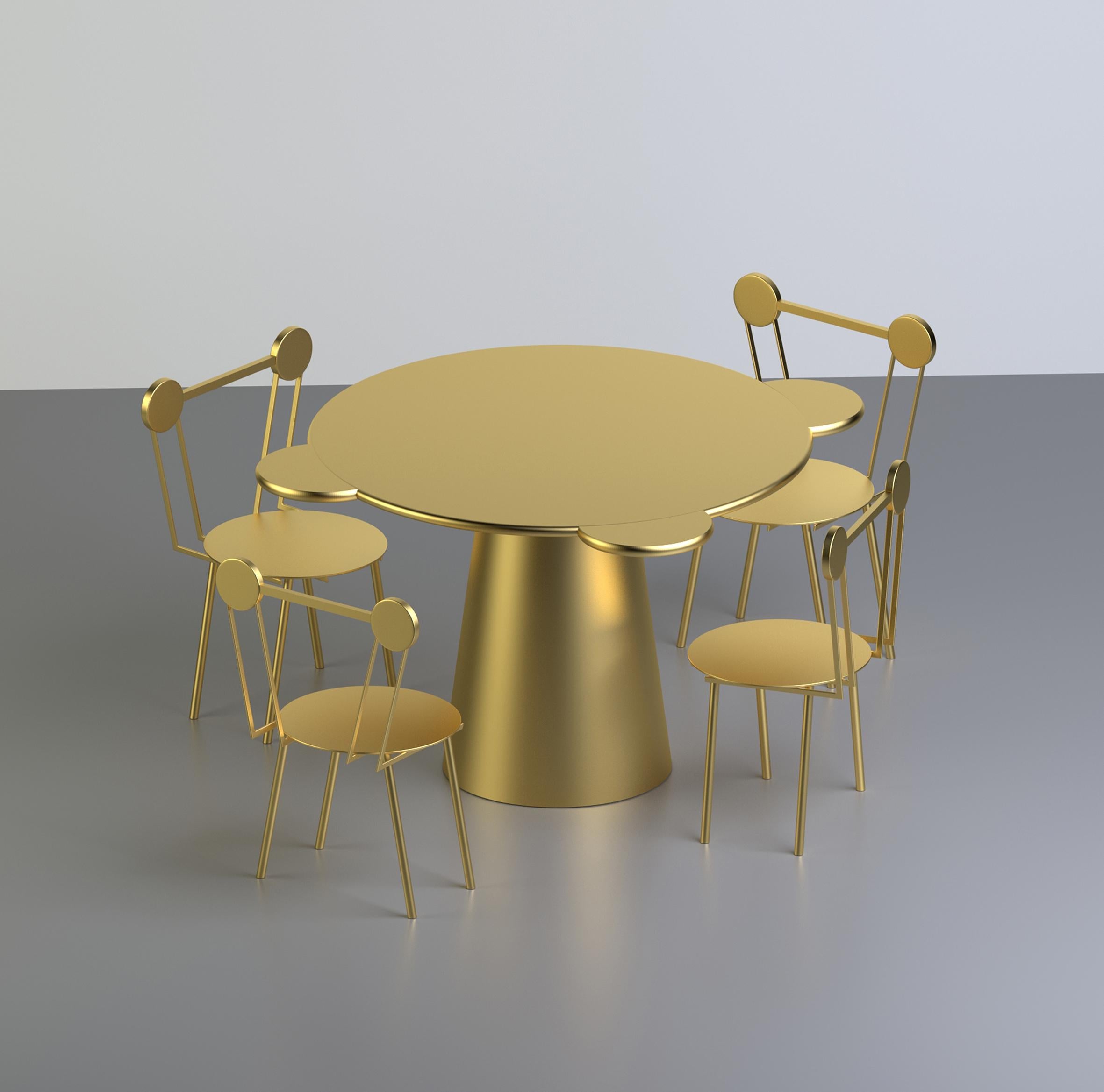 italien Table contemporaine Donald en bois laqué or de Chapel Petrassi en vente