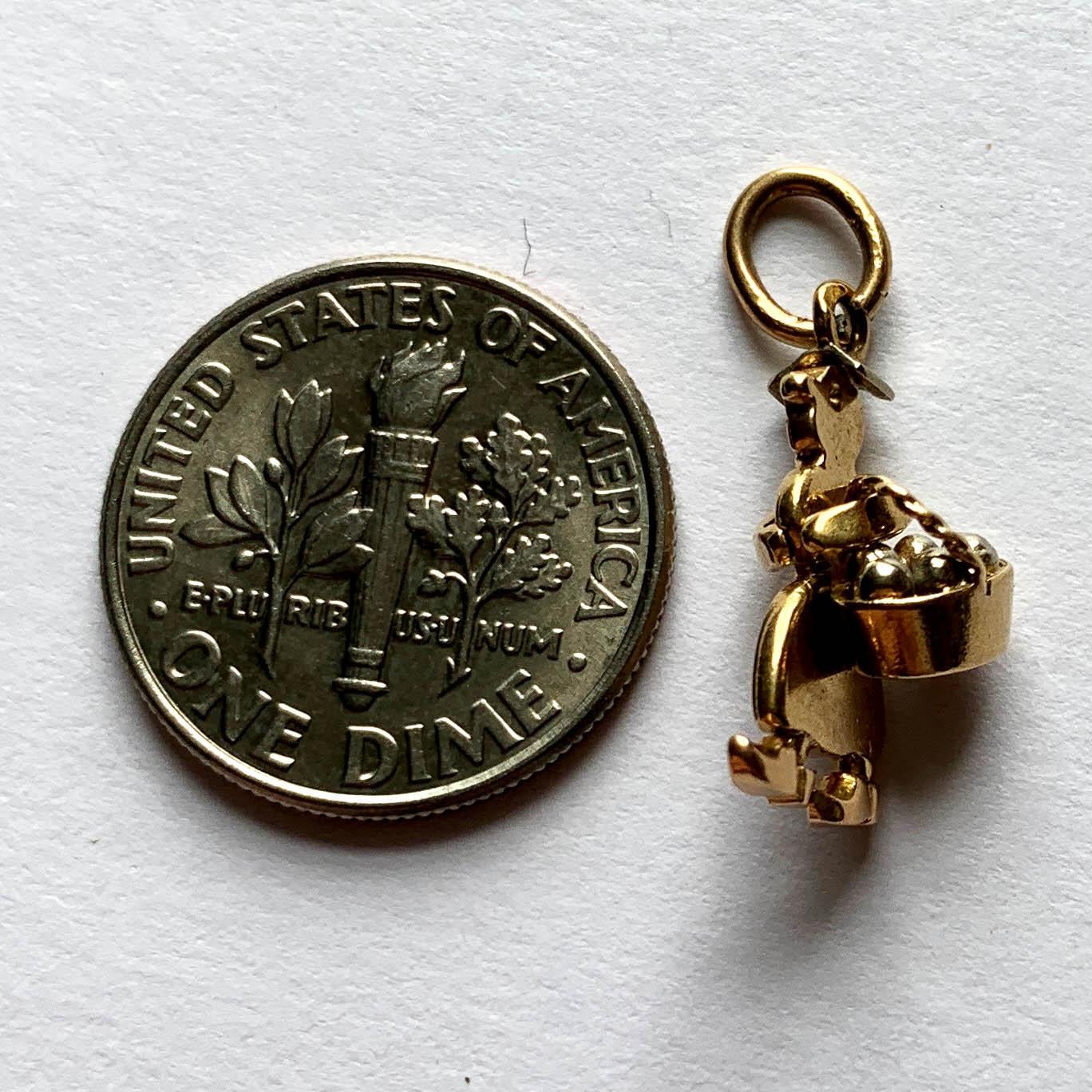 Gold Lady with Basket Charm Pendant 3