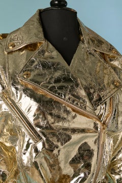 Gold lambskin leather biker jacket ALEXANDRE VAUTHIER