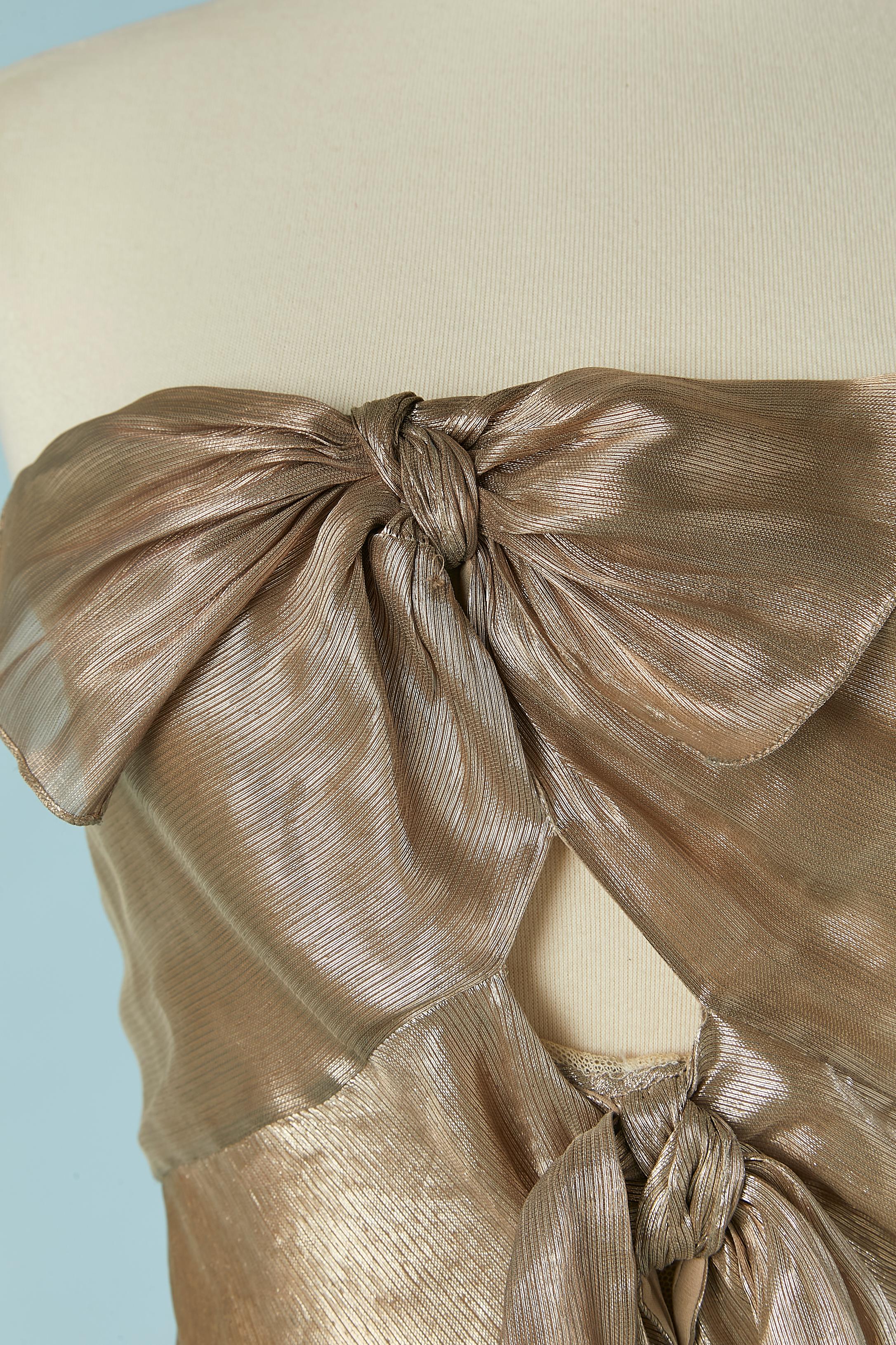 Women's Gold lamé bustier evening dress with bow John Galliano for Christian Dior