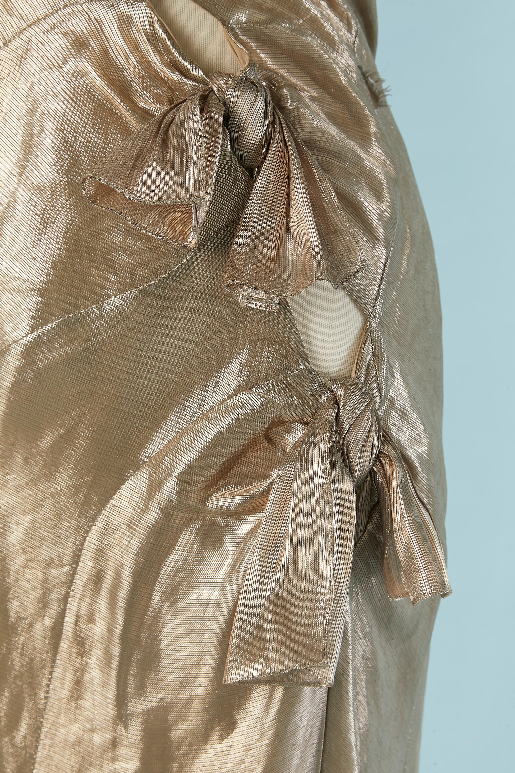 Gold lamé bustier evening dress with bow John Galliano for Christian Dior 1
