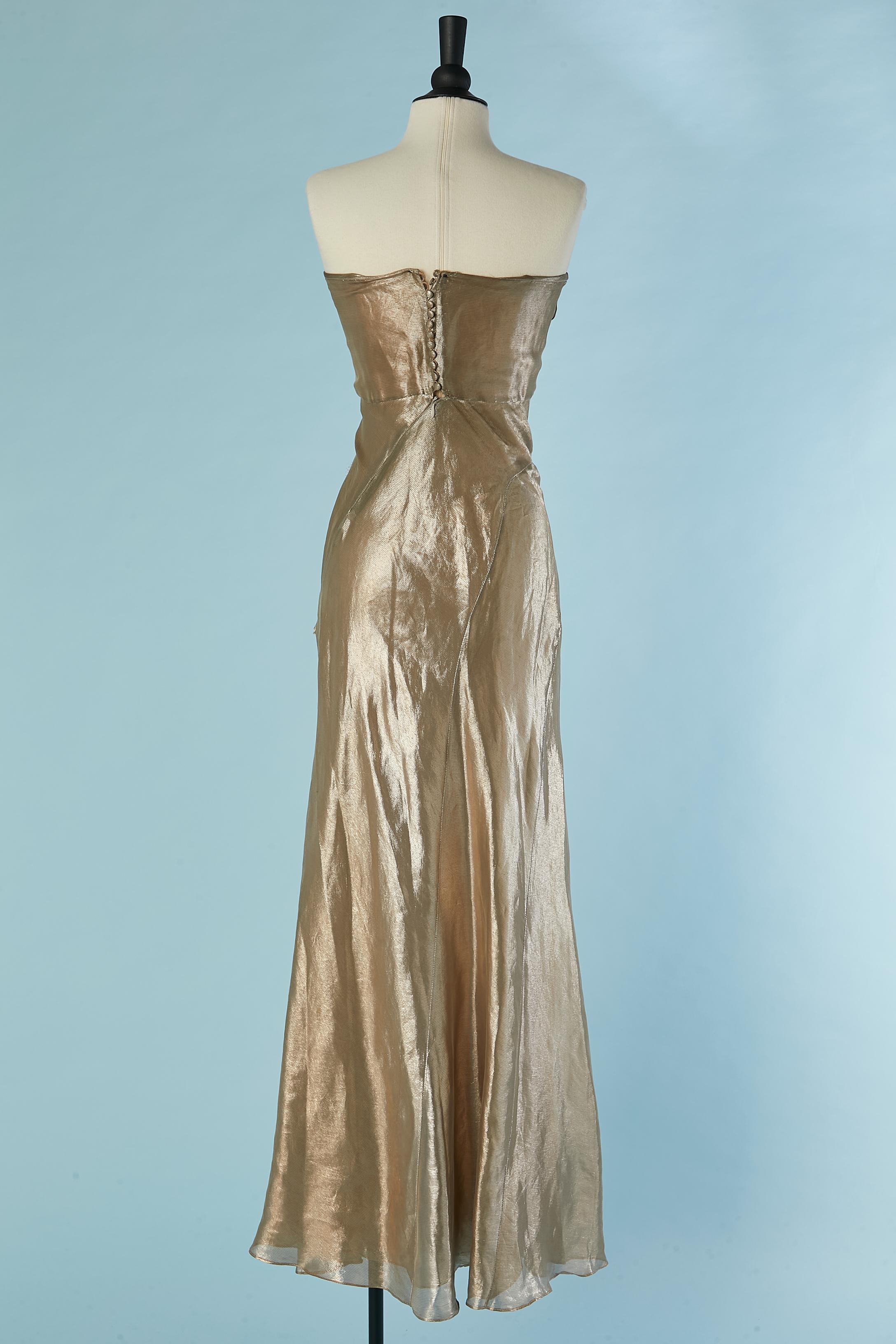 Gold lamé bustier evening dress with bow John Galliano for Christian Dior 4
