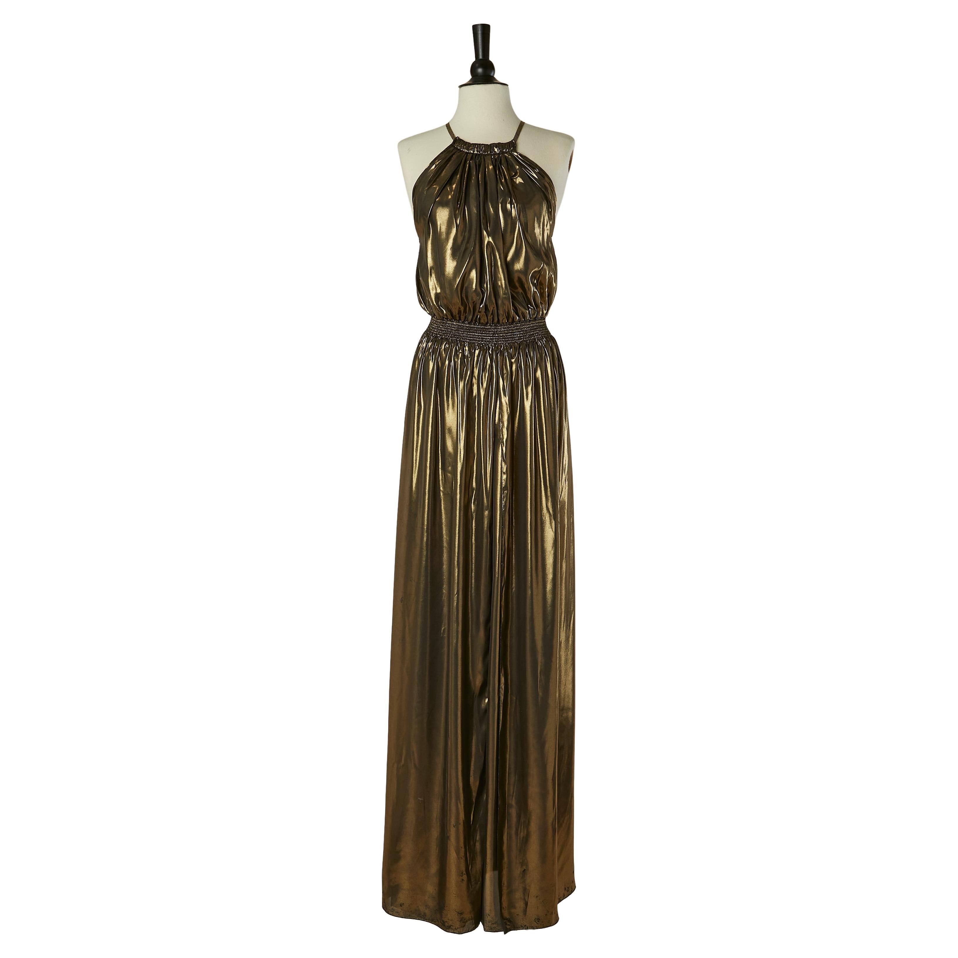 Robe du soir en lamé or Just Cavalli en vente