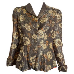 Gold Lame Floral Evening Jacket, 1930s