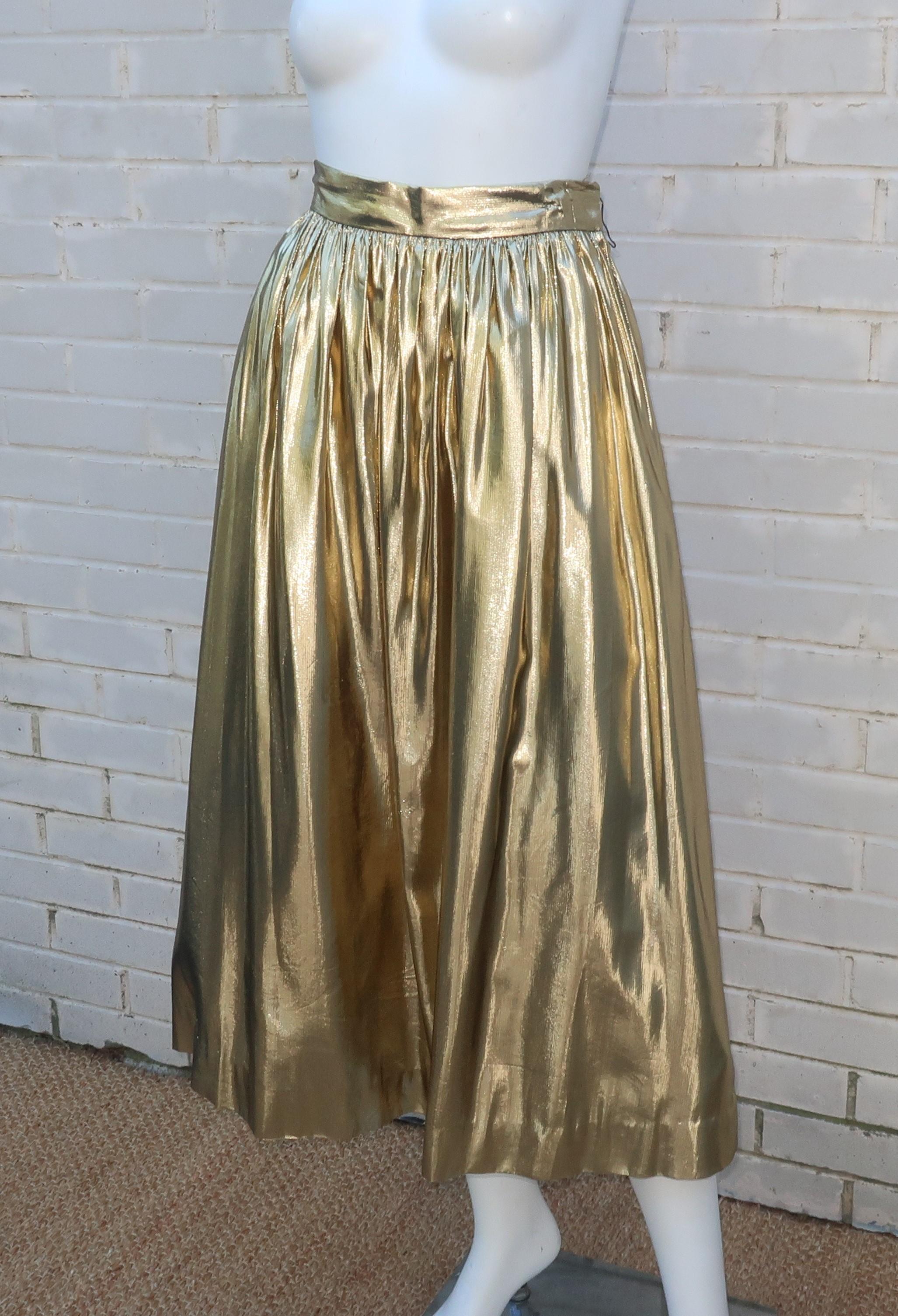 Brown Gold Lamé Partique NY Disco Skirt With Netting, 1970’s