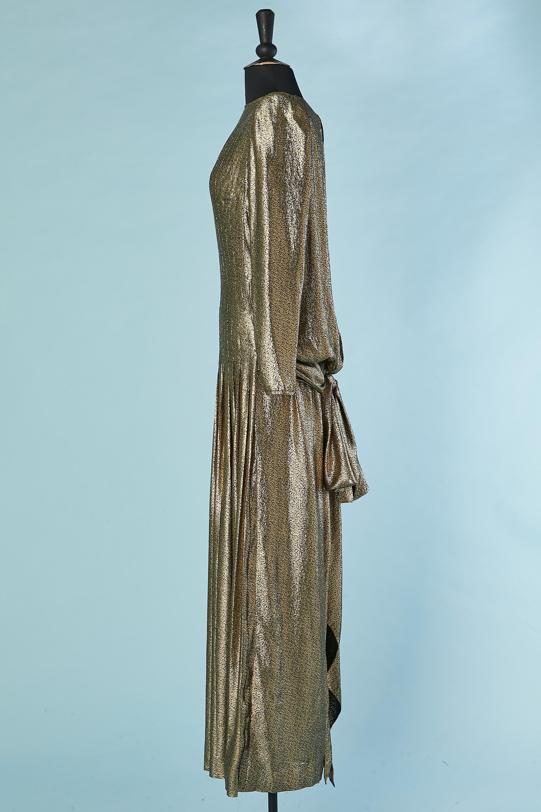 Women's Gold lamé pleated evening dress with bow on the back Valentino Boutique