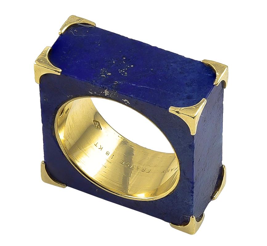 Gold and Lapis Tiffany France Ring In Good Condition In New York, NY
