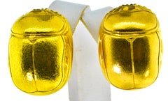 Gold Large Scarab Motif 18 Karat Earrings, Boregaard, circa 1980
