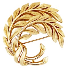 Vintage Gold Laurel Leaf Bunch Brooch By Crown Trifari, 1960s