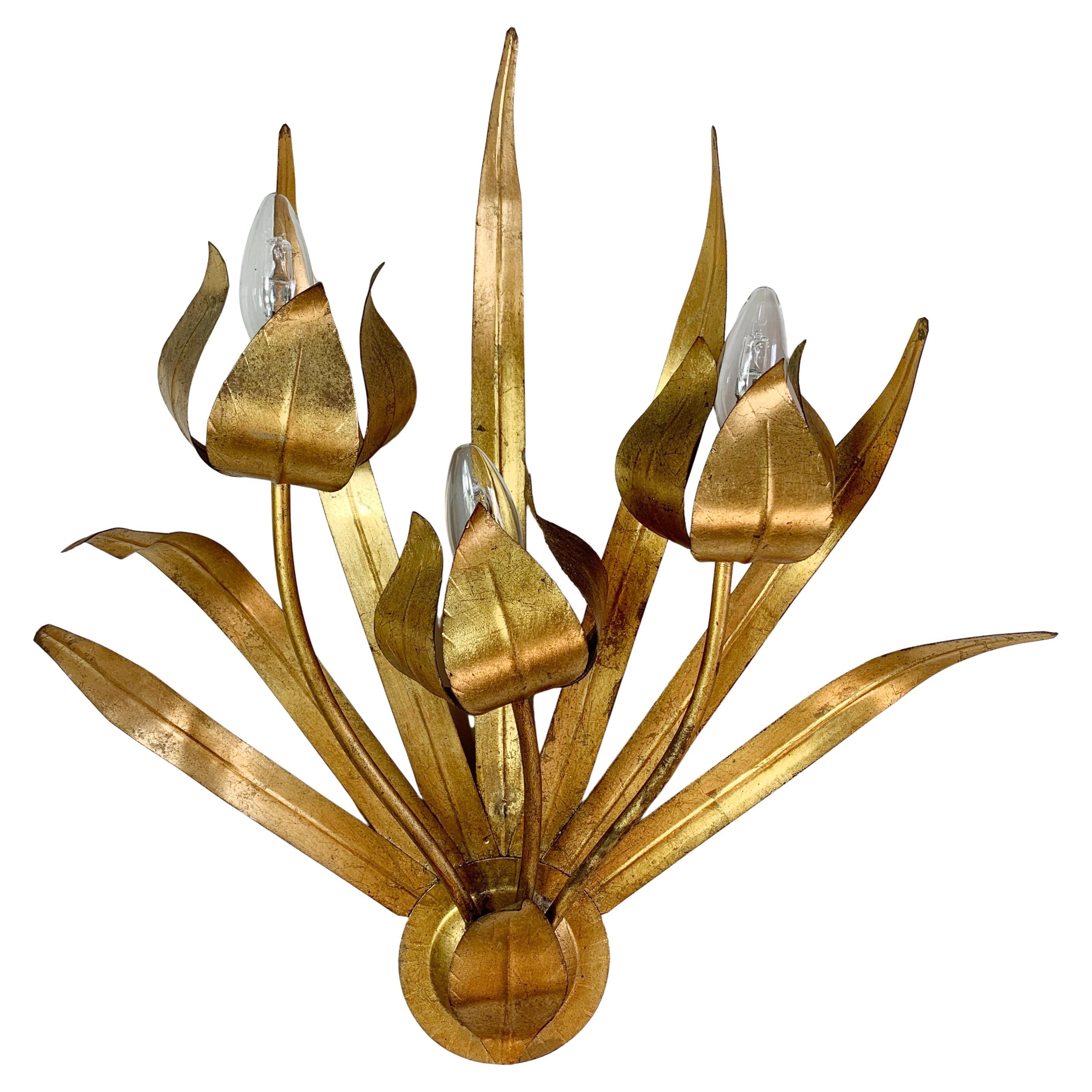 Lámpara de Pared Hoja de Oro y Flor Ferro Art España Español en venta