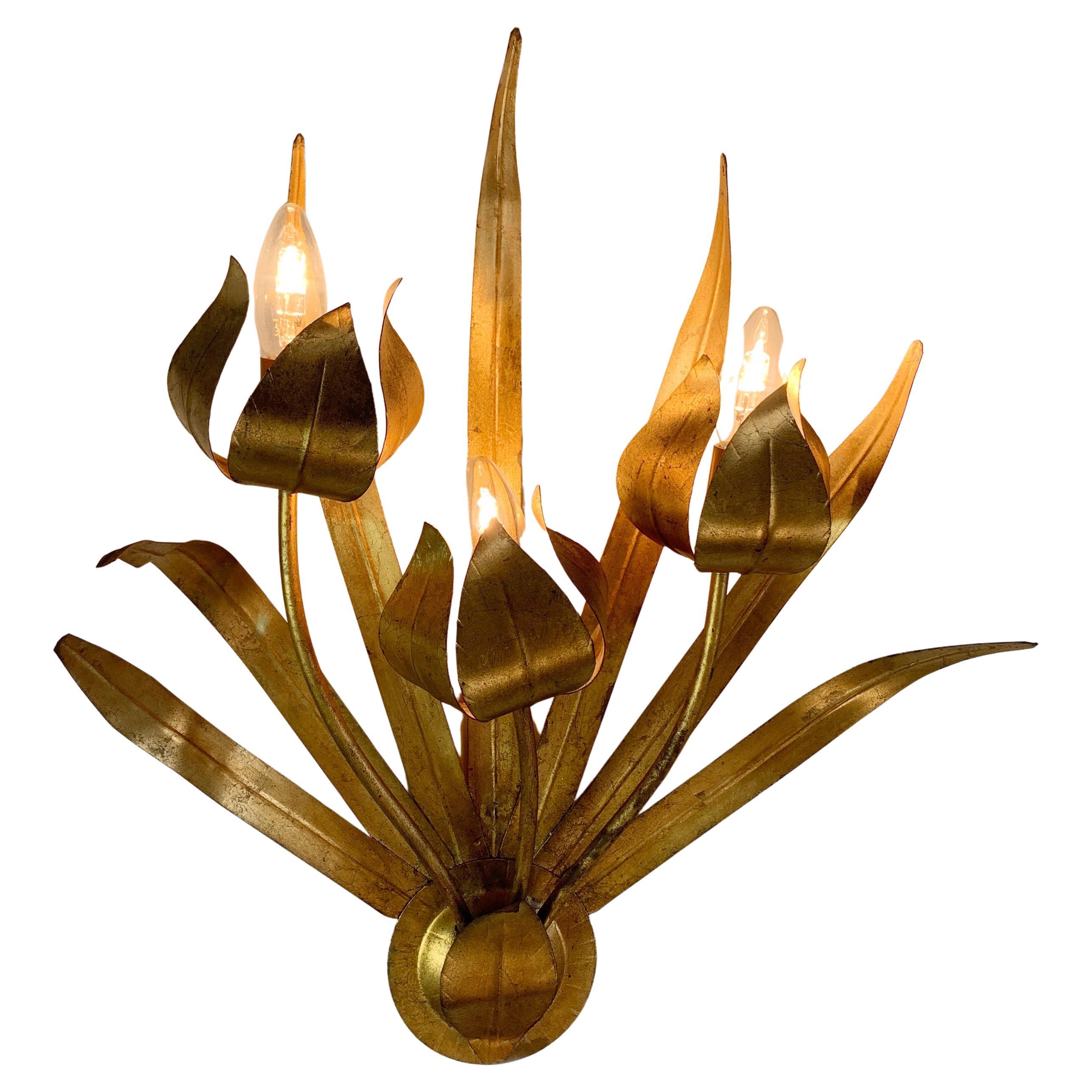 Lámpara de Pared Hoja de Oro y Flor Ferro Art España en venta