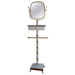 Gold Leaf and Lacquered Wood Swivel Mirror Stand Italian Mid-Century Modern