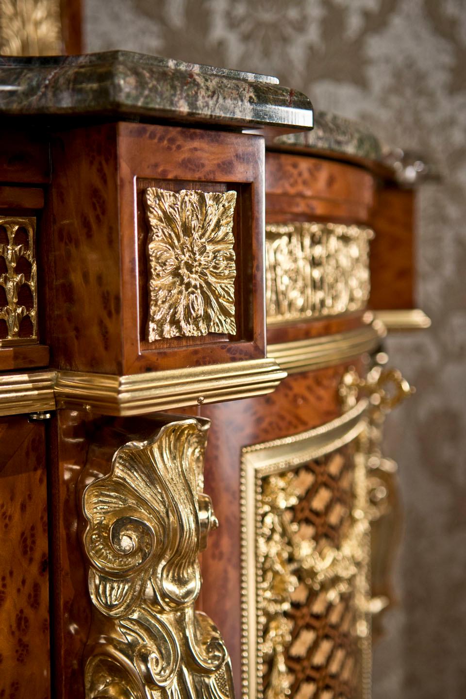 Gold Leaf and Radica Inlays Sideboard by Modenese Interiors For Sale 4