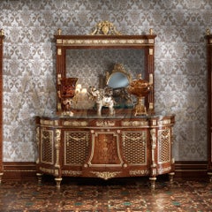 Gold Leaf and Radica Inlays Sideboard by Modenese Interiors