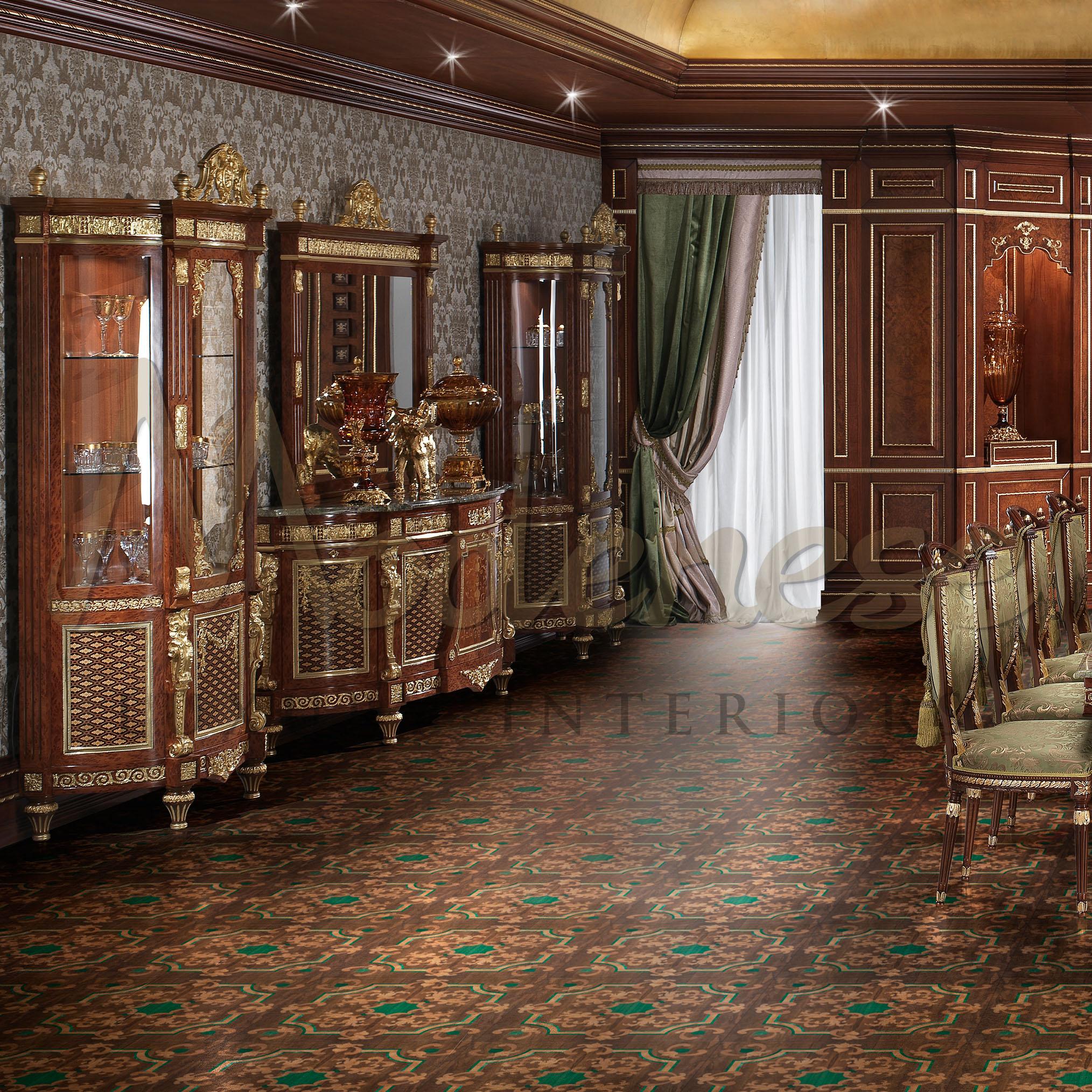 Sideboard mit Blattgold und Radica-Intarsien von Modenese Interiors (Empire) im Angebot