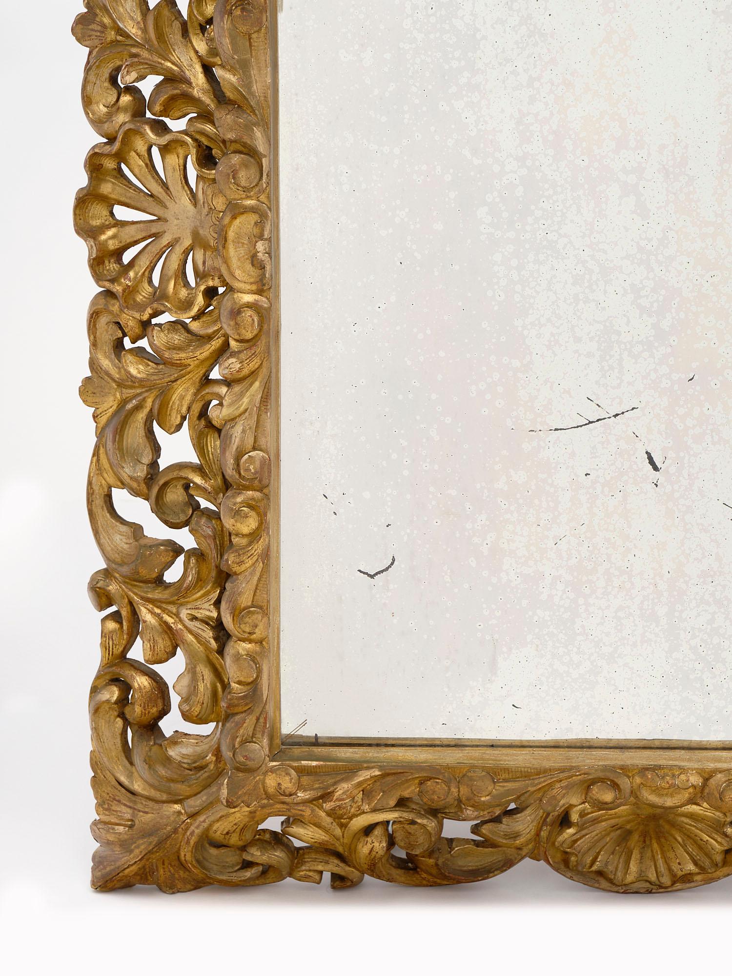 Gold Leaf Antique French Mirror In Good Condition In Austin, TX