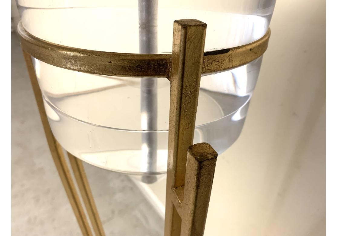 Gold Leaf Art Deco Style Iron & Lucite Floor Lamp For Sale 3