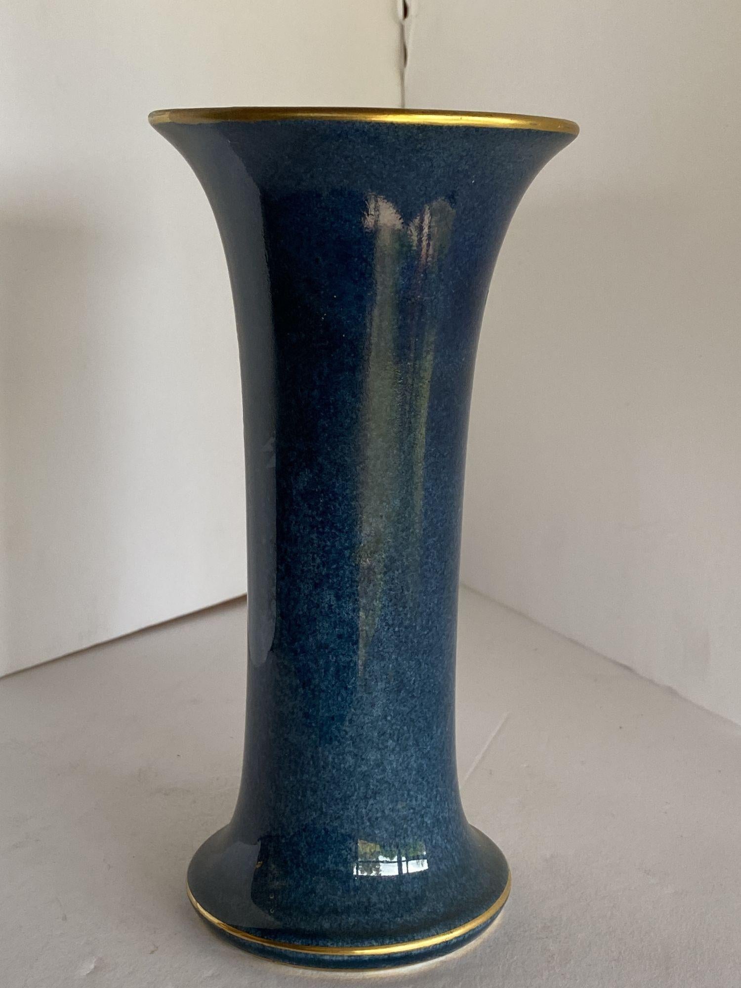 English Gold Leaf Art Nouveau Ceramic Spill Vase by Royal Worcester For Sale