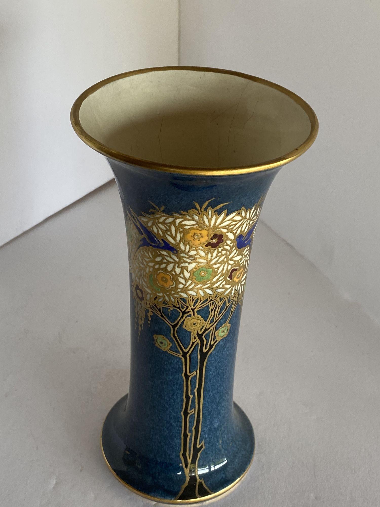 Late 19th Century Gold Leaf Art Nouveau Ceramic Spill Vase by Royal Worcester For Sale