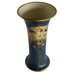 Gold Leaf Art Nouveau Ceramic Spill Vase by Royal Worcester