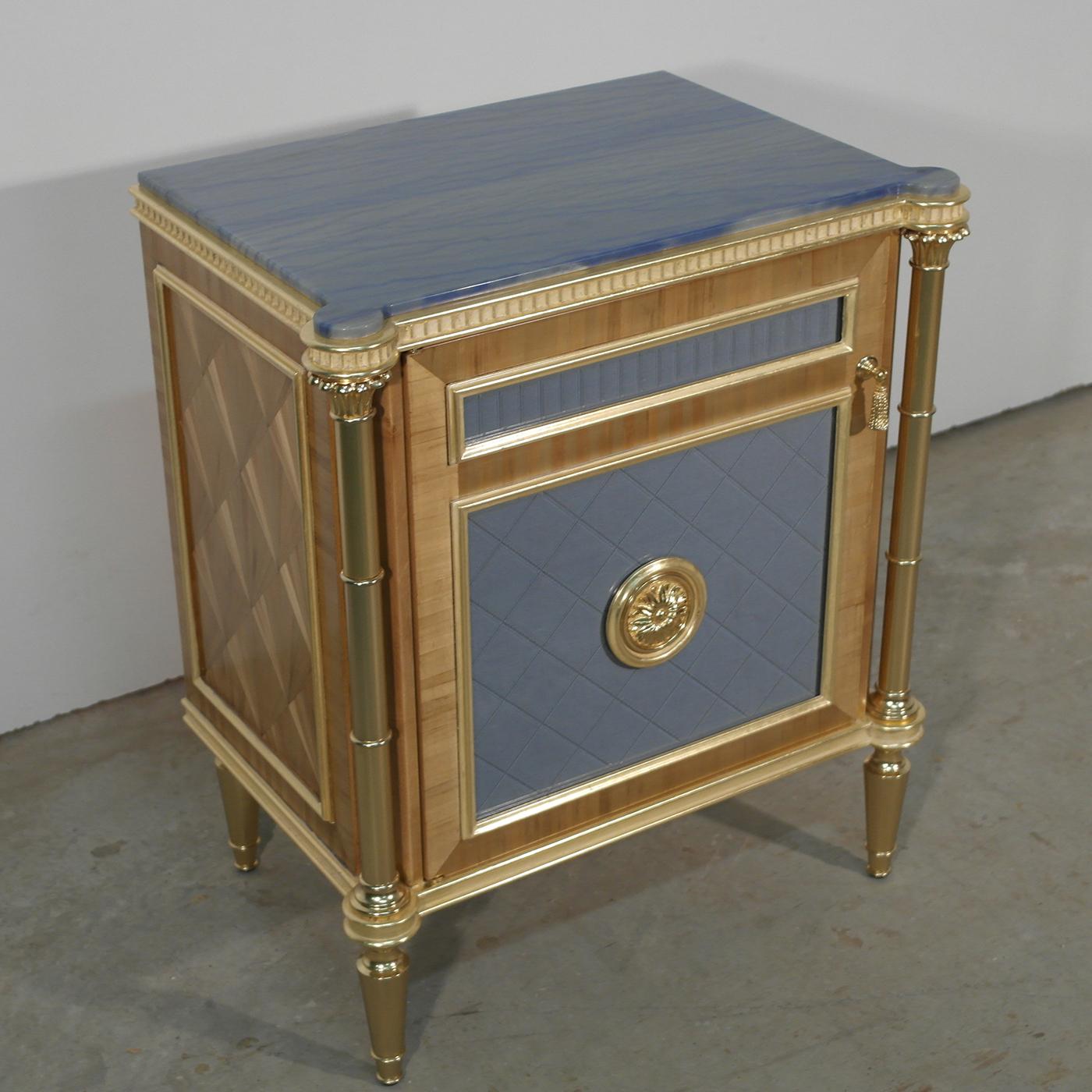 Modern Gold Leaf Bedside Table For Sale