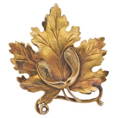 Vintage Gold Leaf Brooch Pin