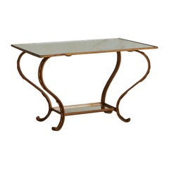 Gold Leaf Coffee Table with Mirrored Top, France, 1950s