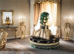 Gold Leaf Console with Guatemala Green Marble Top by Modenese Interiors