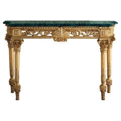 Gold Leaf Console with Guatemala Green Marble Top by Modenese Interiors