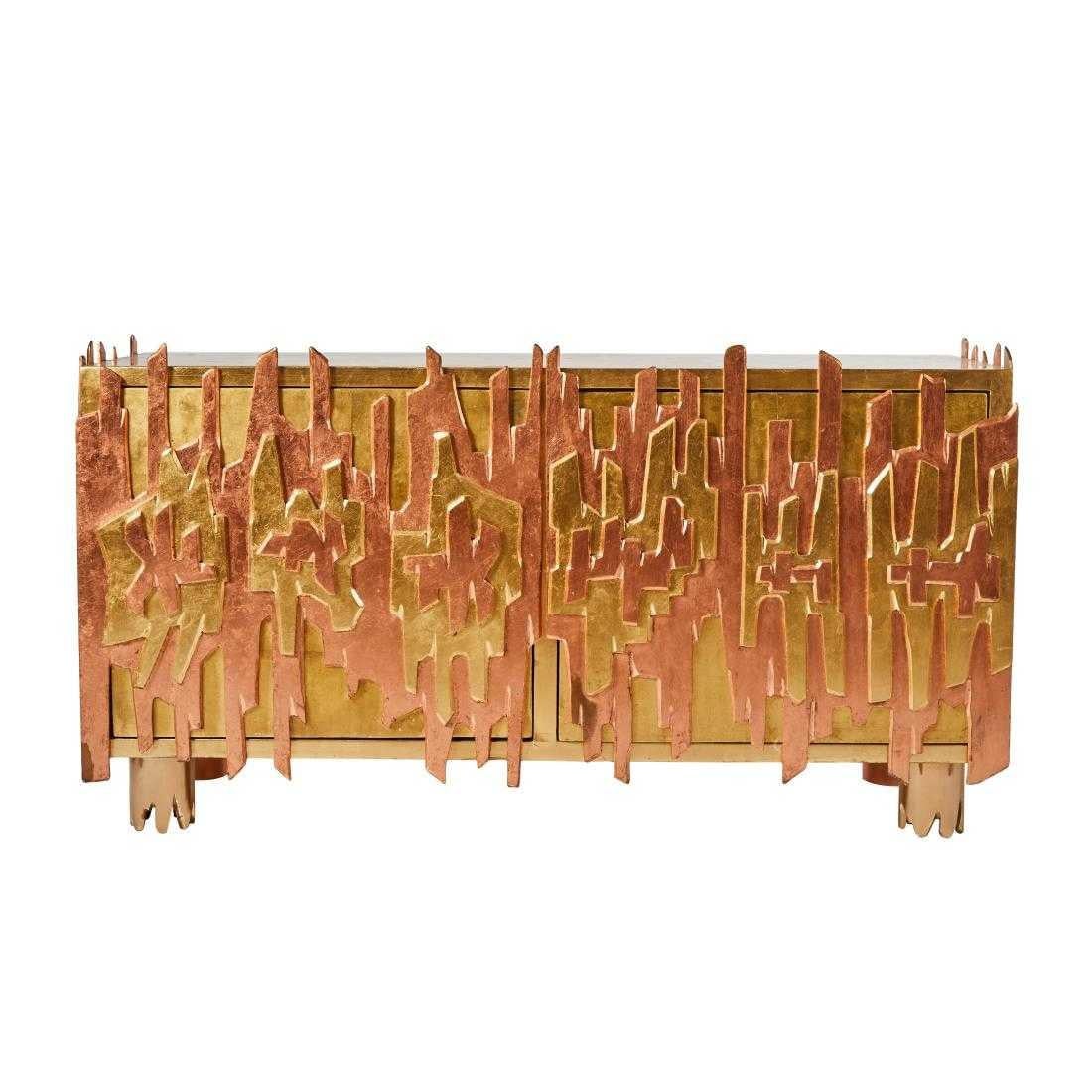 Gold-Leaf Credenza by Pedro Baez, Mexico City For Sale