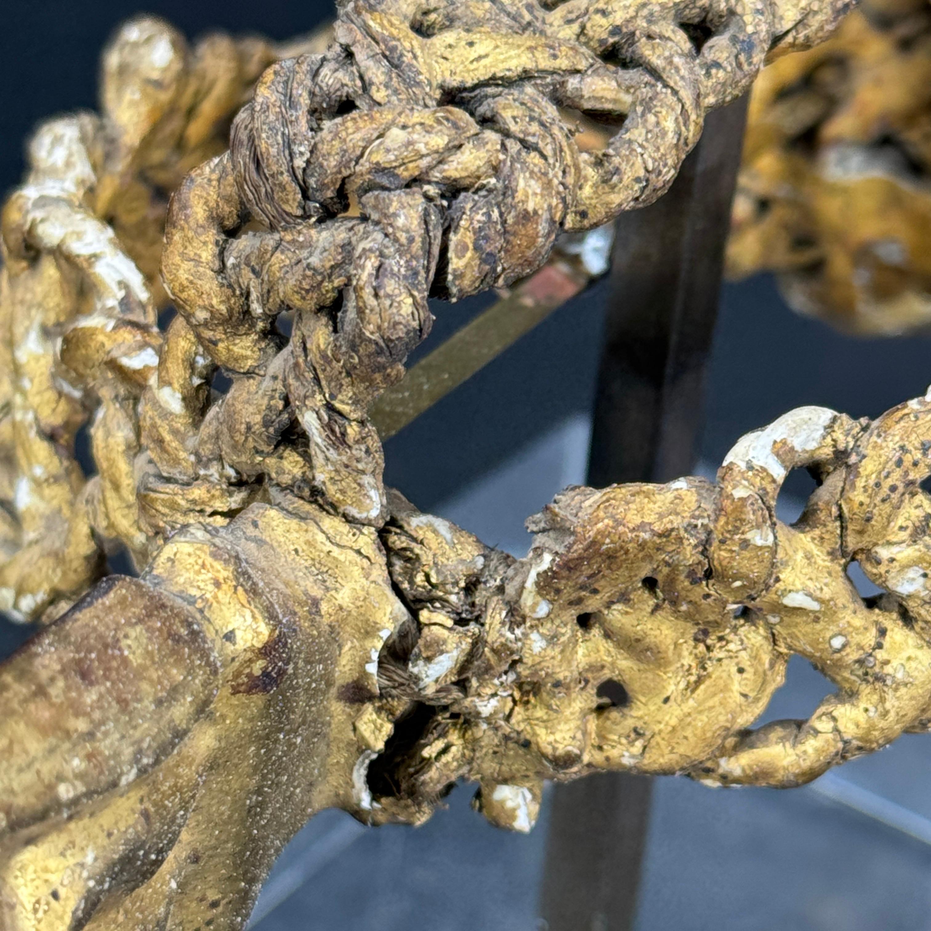 Gold Leaf Crown Sculpture Fragment on Thick Lucite Base, 19th Century For Sale 4