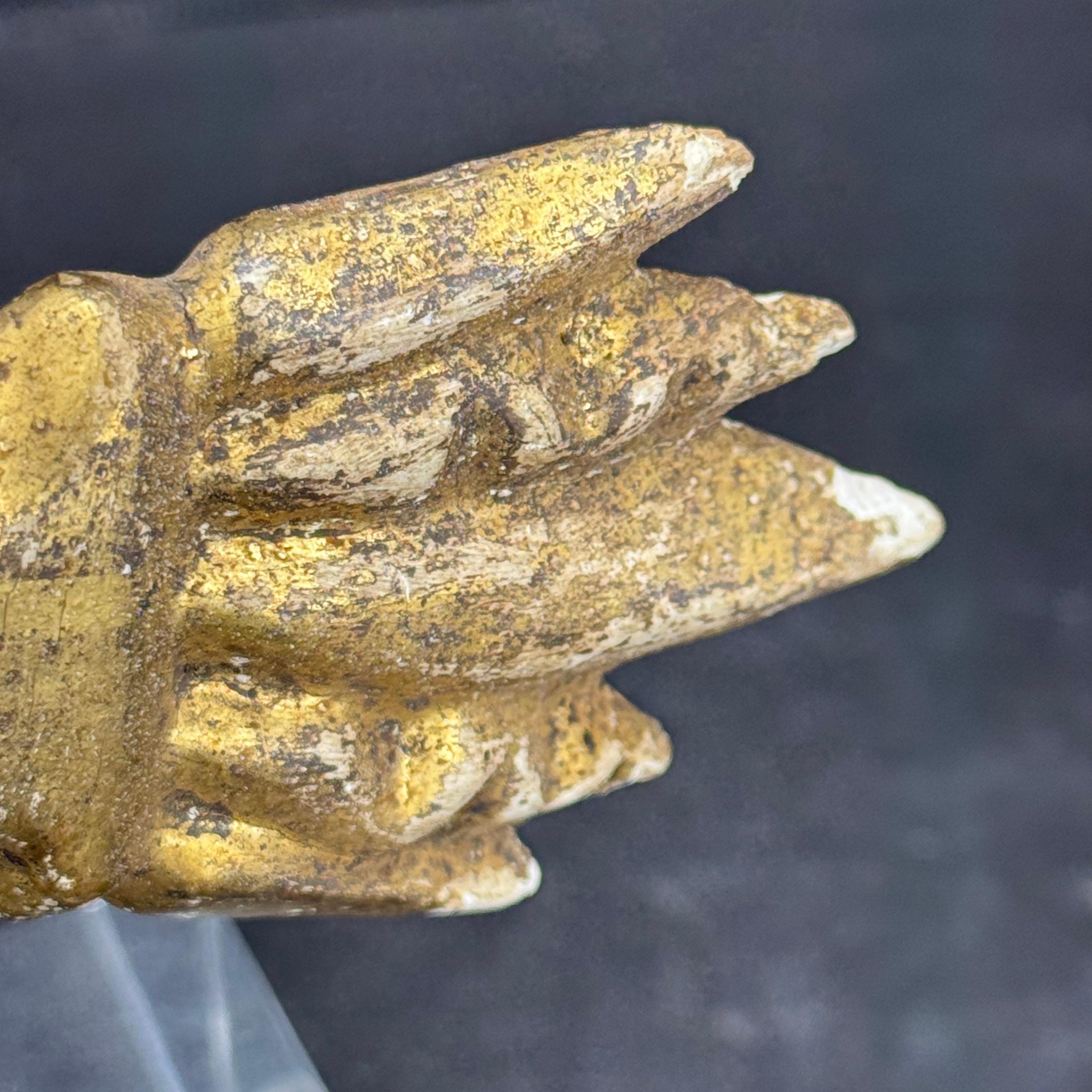 Gold Leaf Crown Sculpture Fragment on Thick Lucite Base, 19th Century For Sale 2