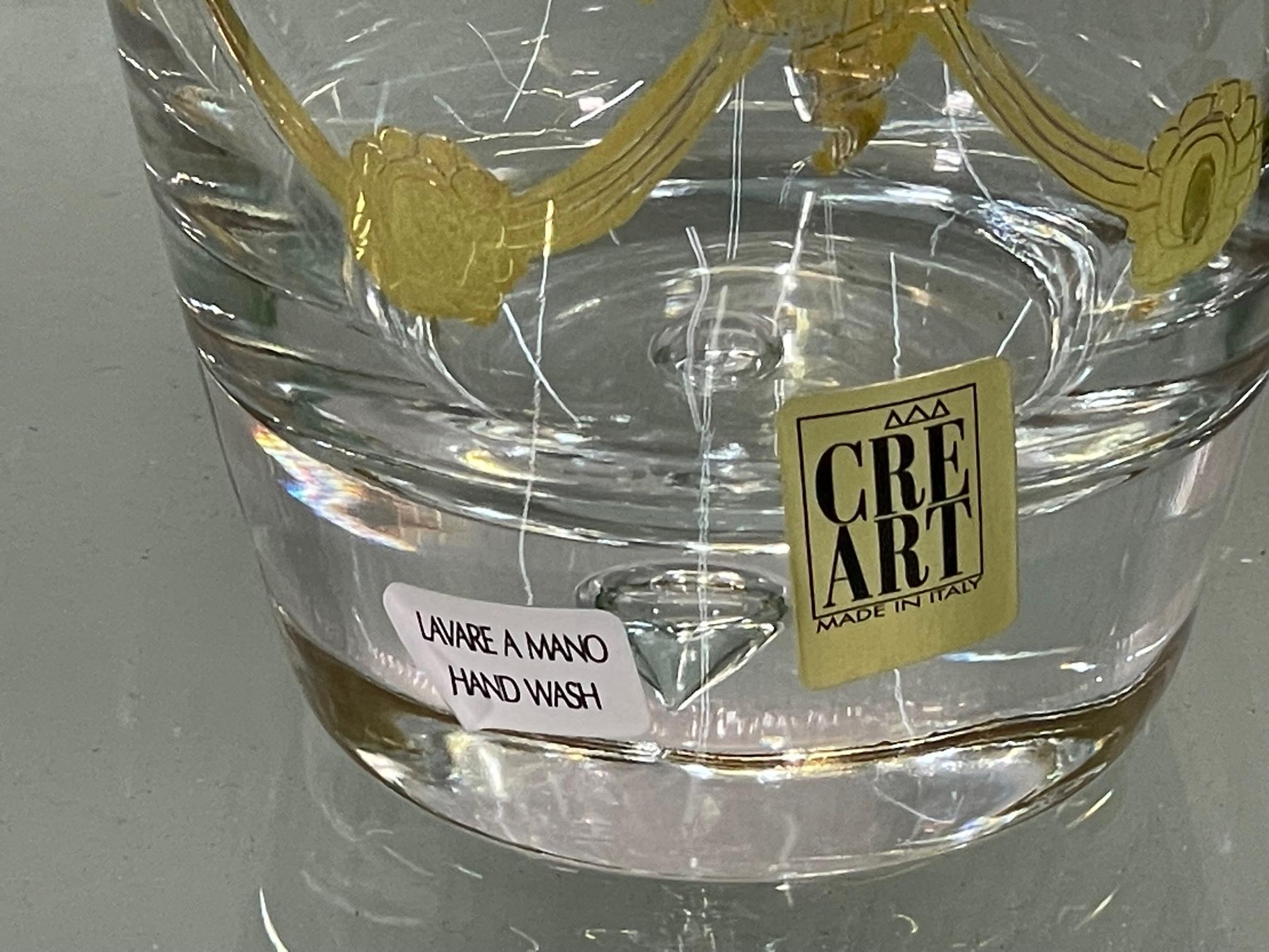 Gold Leaf Crystal Barware Glasses by Creart of Italy For Sale 2