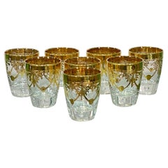 Gold Leaf Crystal Barware Glasses by Creart of Italy