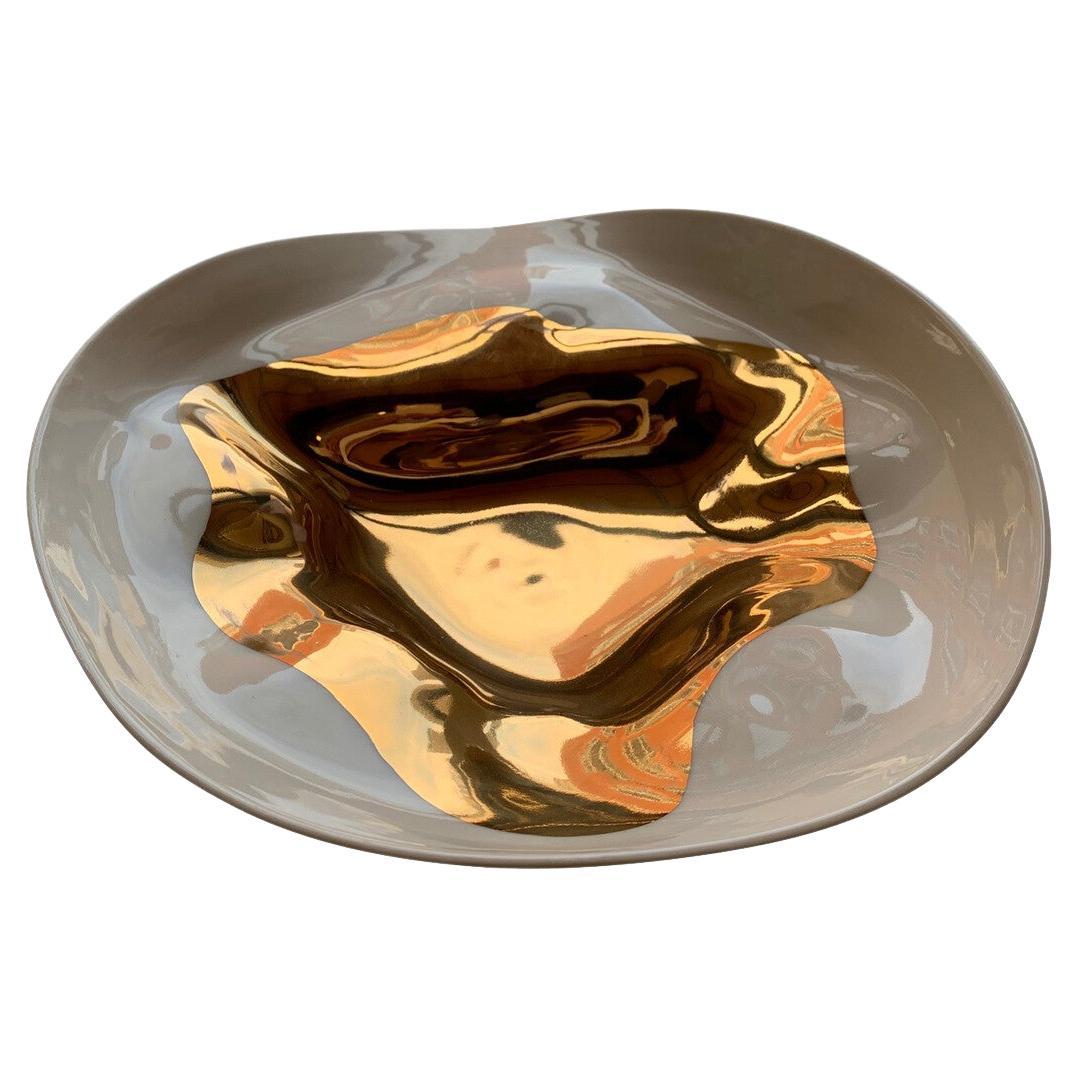 Gold Leaf Flame Design Bowl, Italy, Contemporary For Sale