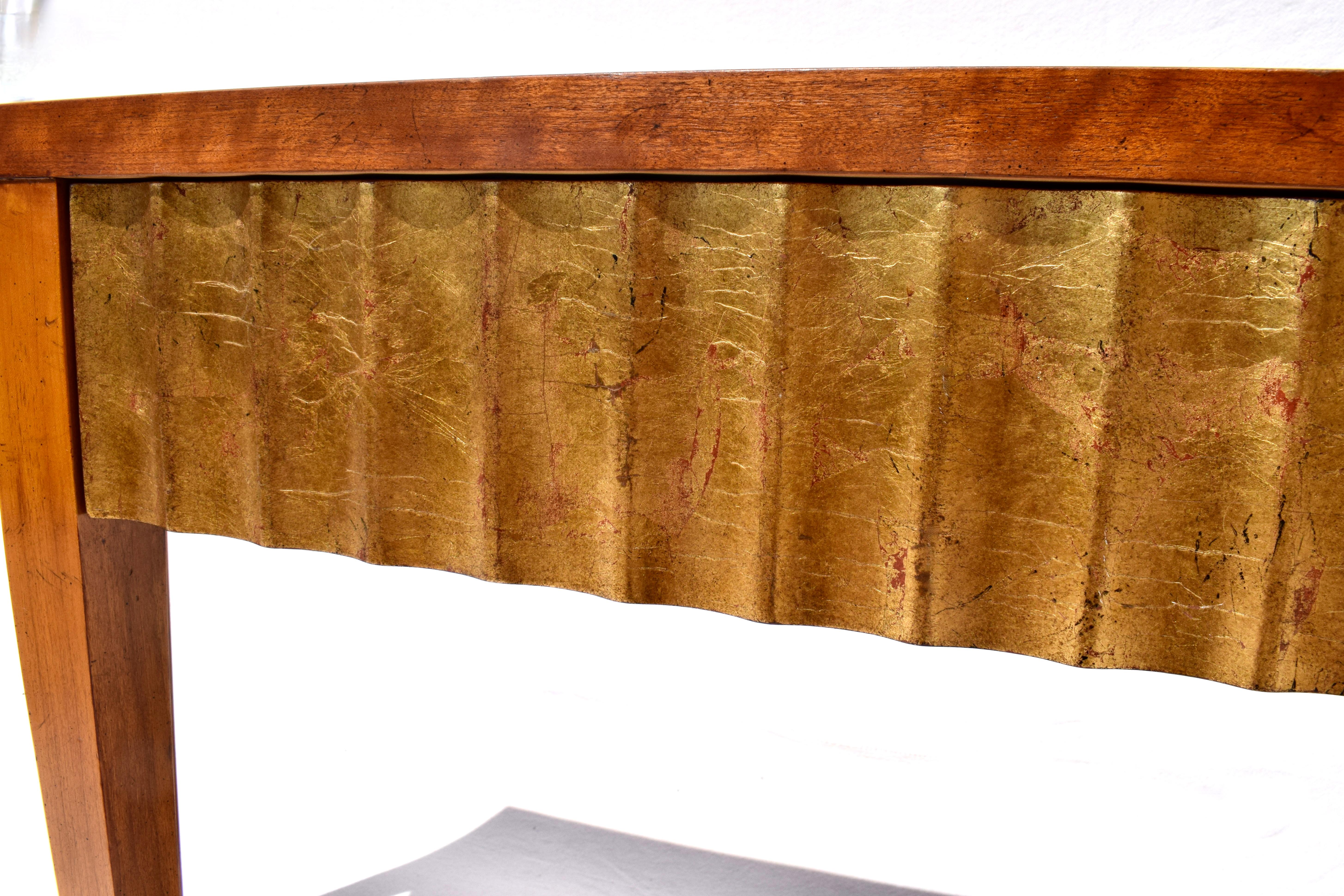 20th Century Gold Leaf Fluted Long Console by John Black for Baker For Sale