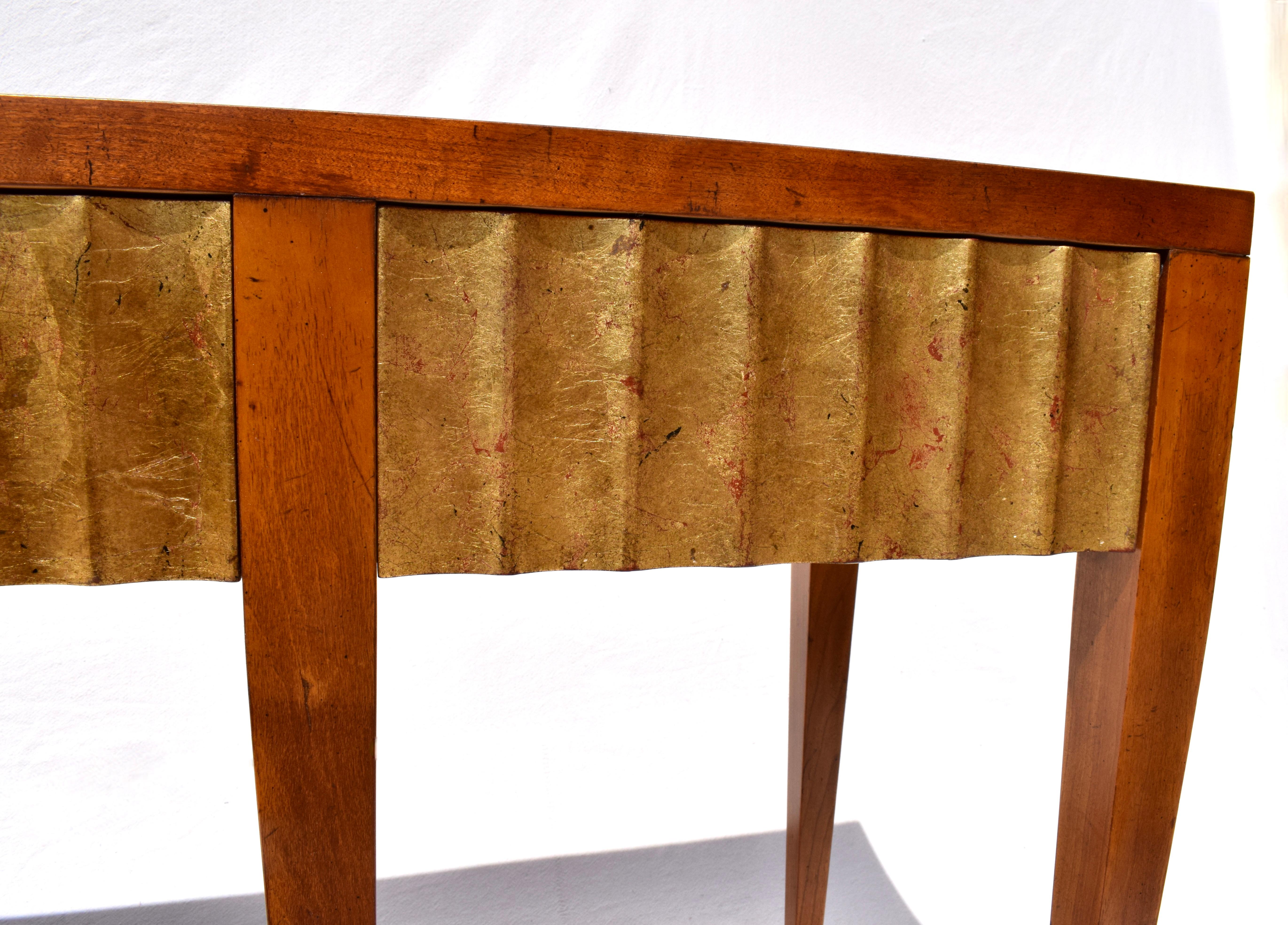 Gold Leaf Fluted Long Console by John Black for Baker For Sale 2