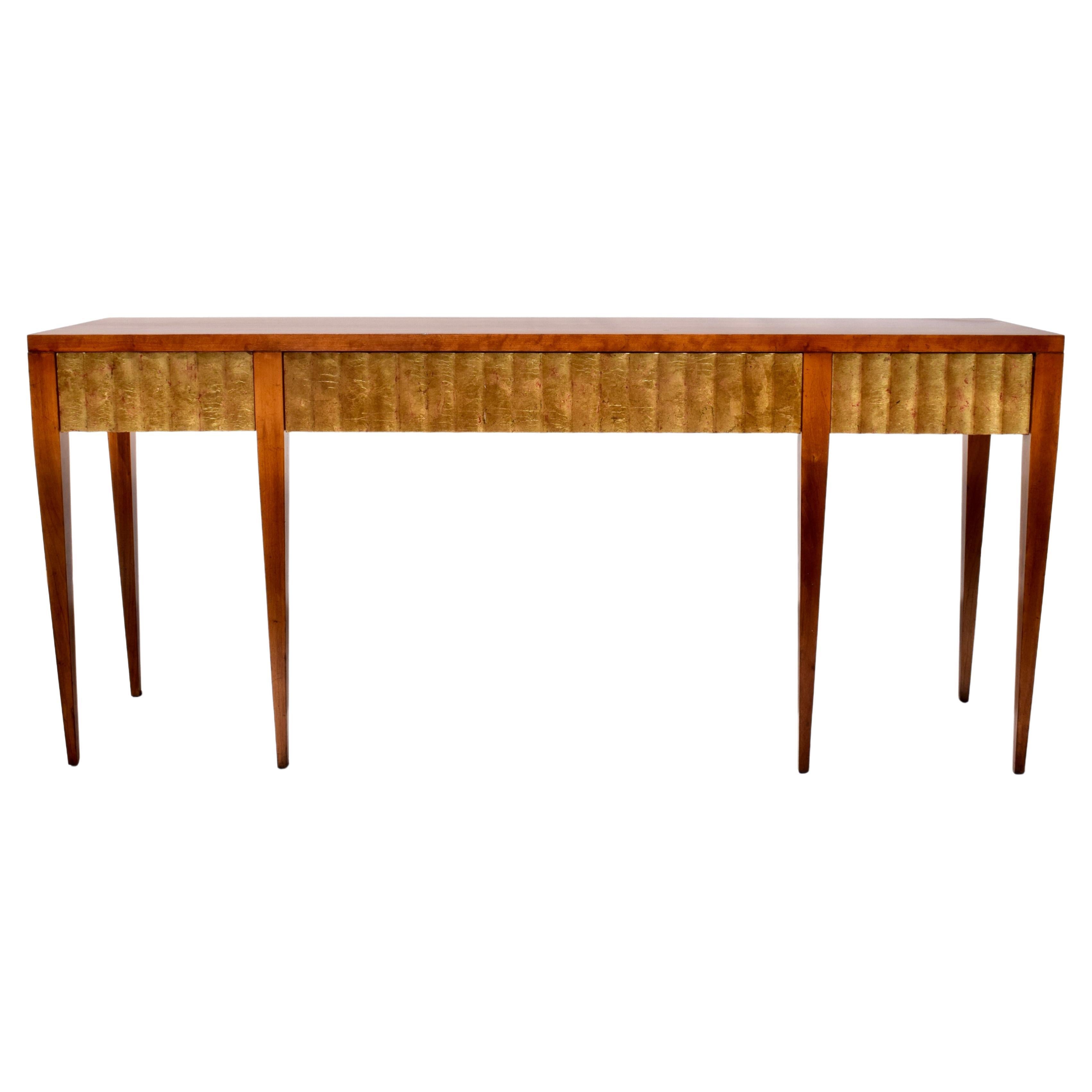 Gold Leaf Fluted Long Console by John Black for Baker For Sale