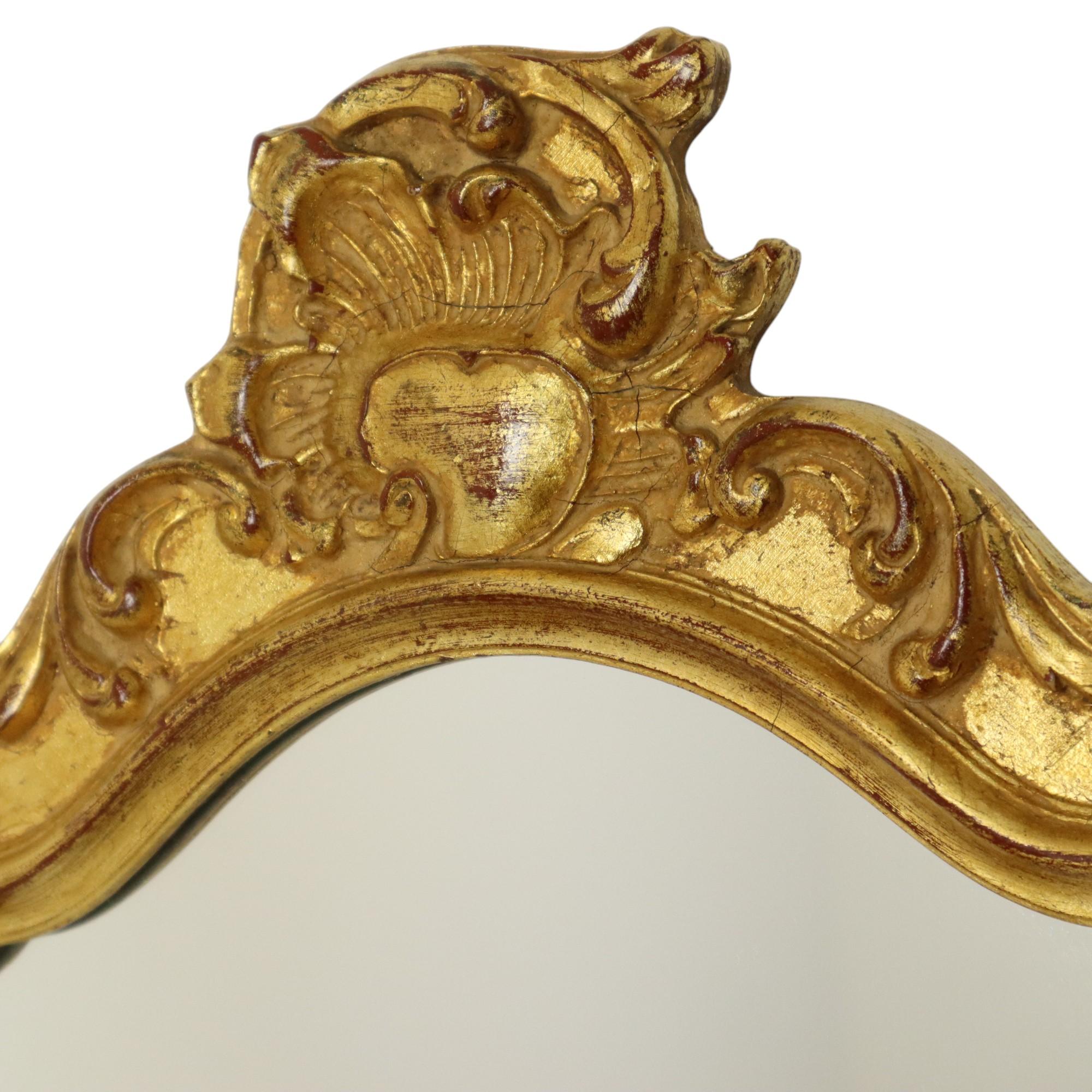 Belge Miroir à crête doré à la feuille d'or Deknudt Facet Hollywood Regency en vente