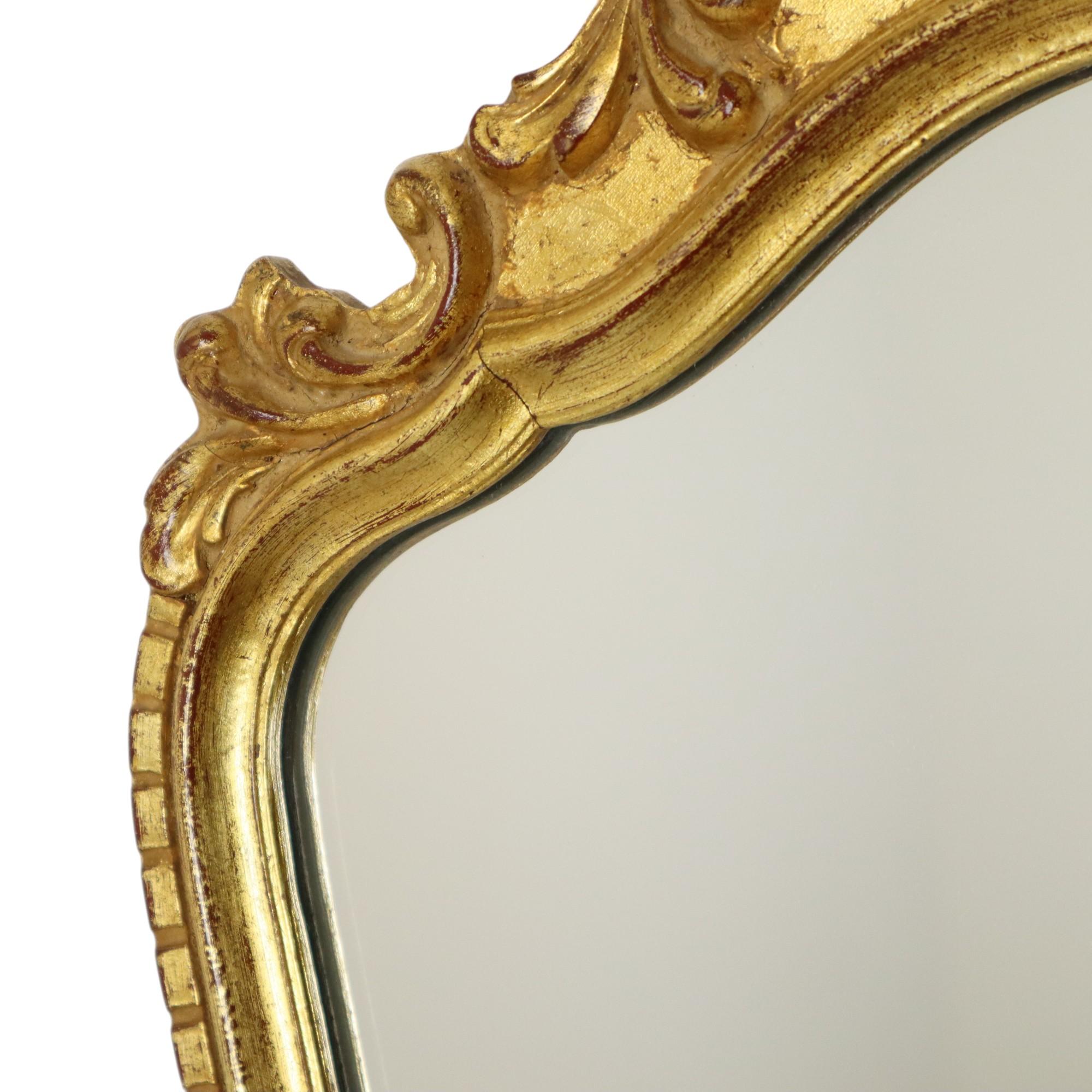 Biseauté Miroir à crête doré à la feuille d'or Deknudt Facet Hollywood Regency en vente