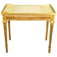 Retro Gold Leaf Gilded English Regency Style Games Backgammon Table by Sligh