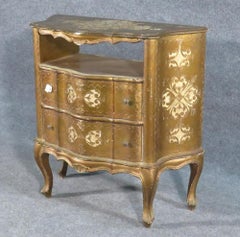 Gold Leaf Gilded Florentine Italian Nightstand Night Table, circa 1920