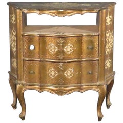 Gold Leaf Gilded Florentine Italian Nightstand Night Table, circa 1920